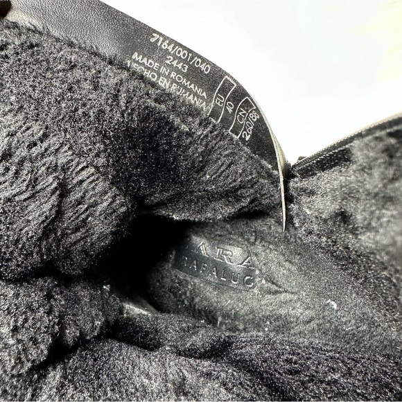 Zara Leather Buckle Faux Fur Lined Moto Boots Sz 9 - Picture 9 of 10